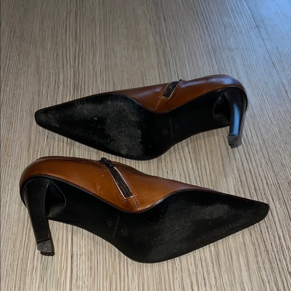 Henry Ferrera Size 37 Brown Leather Women's Heels - Picture 8 of 10